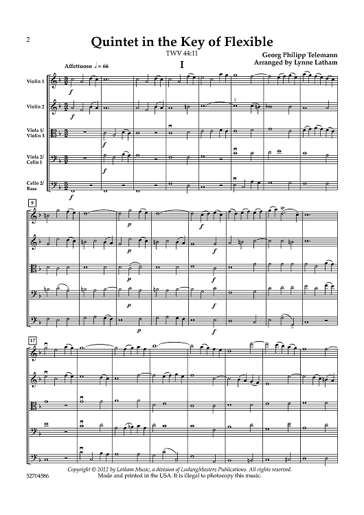 Quintet in the Key of Flexible (TWV 44:11) - Score