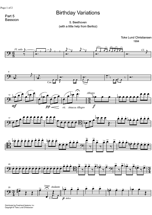 Birthday Variations Beethoven - Bassoon