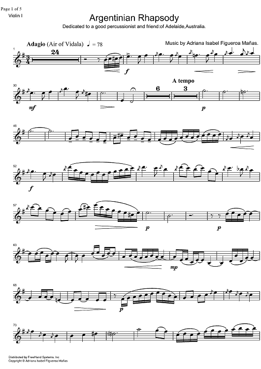 Argentinian Rhapsody - Violin 1