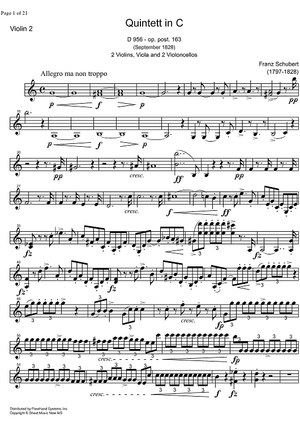 String Quintet C Major D956 - Violin 2