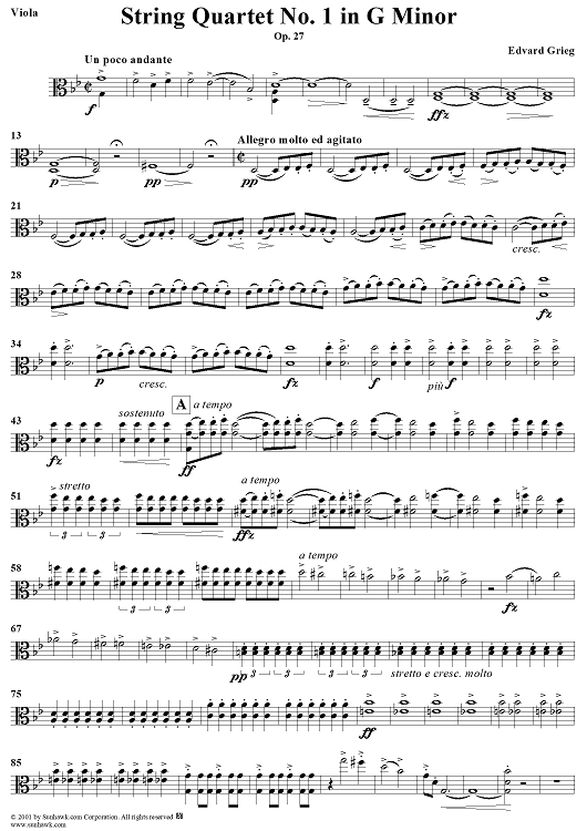 Quartet No. 1 - Viola