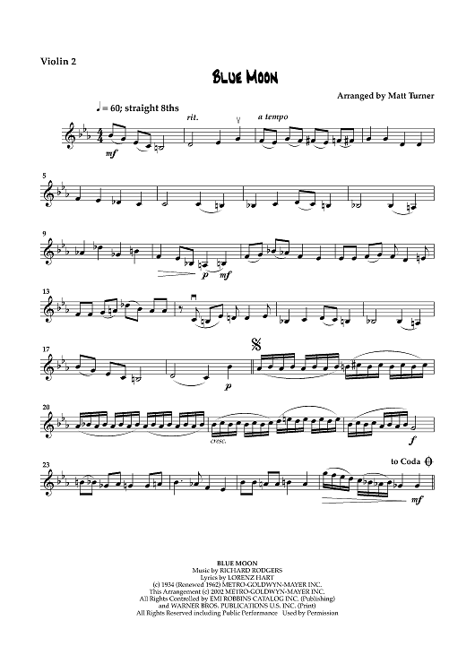 Blue Moon - Violin 2