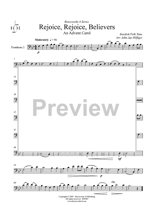 Rejoice, Rejoice, Believers - Trombone 2