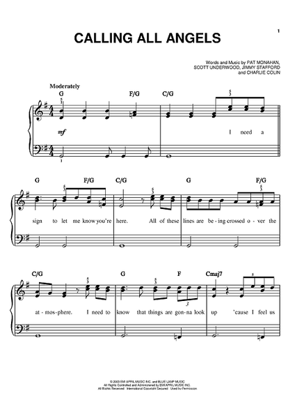 calling all the monsters sheet music Calling All Angels