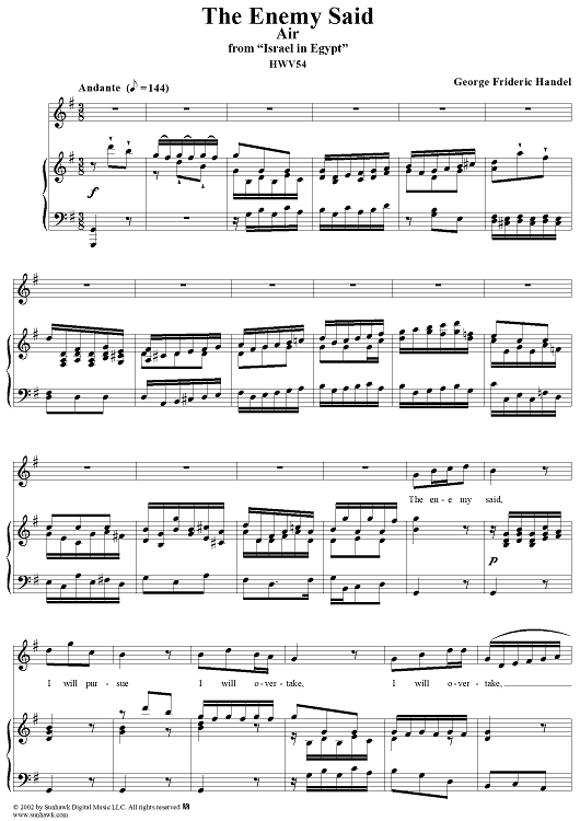 Israel in Egypt, "The enemy said"