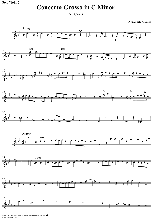 Concerto Grosso No. 3 in C Minor, Op. 6, No. 3 - Solo Violin 2