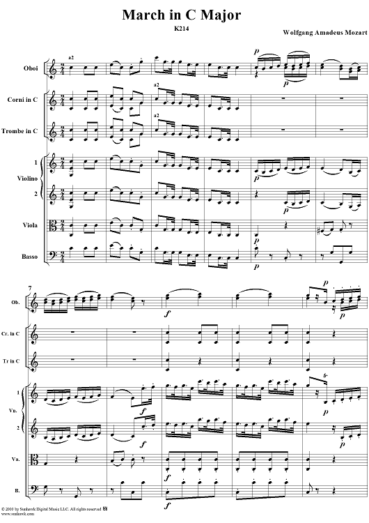 March in C Major, K214 - Full Score