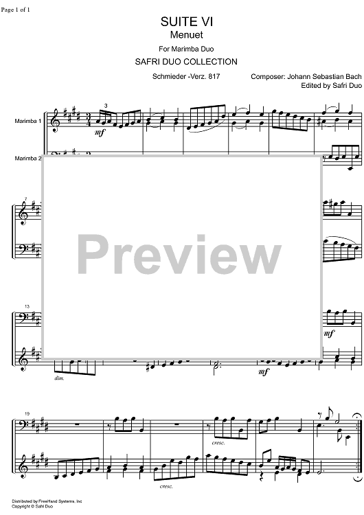 French Suite  6 E Major BWV 817 - Score