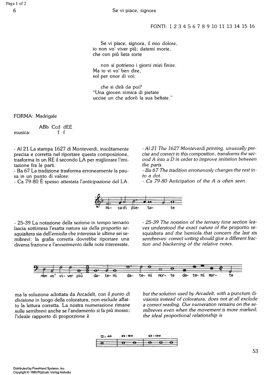 Se vi piace, Signora from 20 Madrigali - Notes