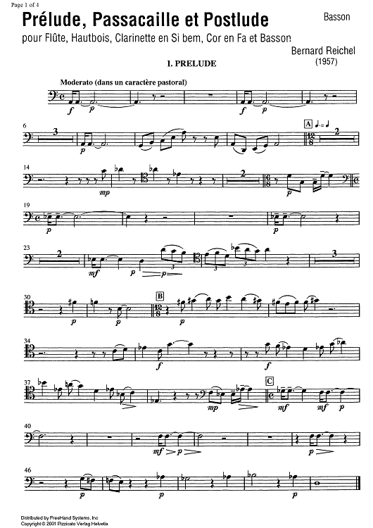 Prélude, Passacaille et Postlude - Bassoon