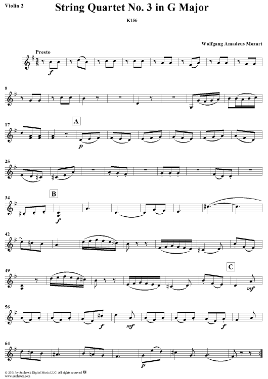 String Quartet No. 3 in G Major, K156 - Violin 2