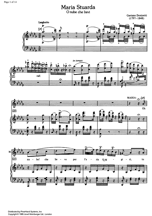 O nube che lievi from Maria Stuarda" Sheet Music for Soprano 