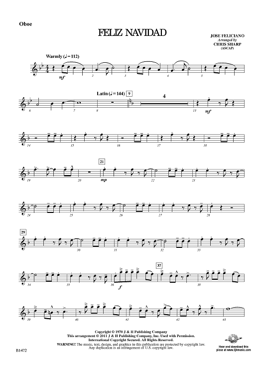 Feliz Navidad - Oboe