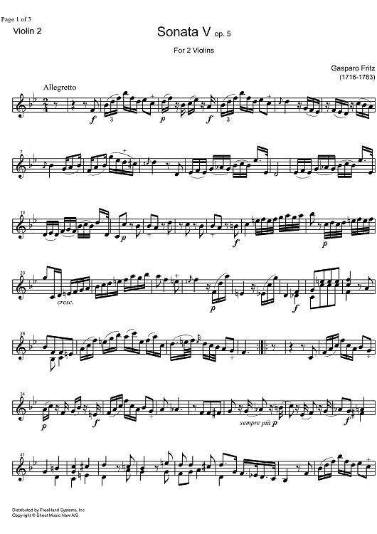 Sonata Op. 5 No. 5 - Violin 2