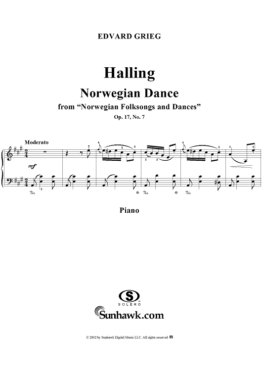 Norwegian Folksongs and Dances Op.17 No.7, Halling (Norwegian Dance)
