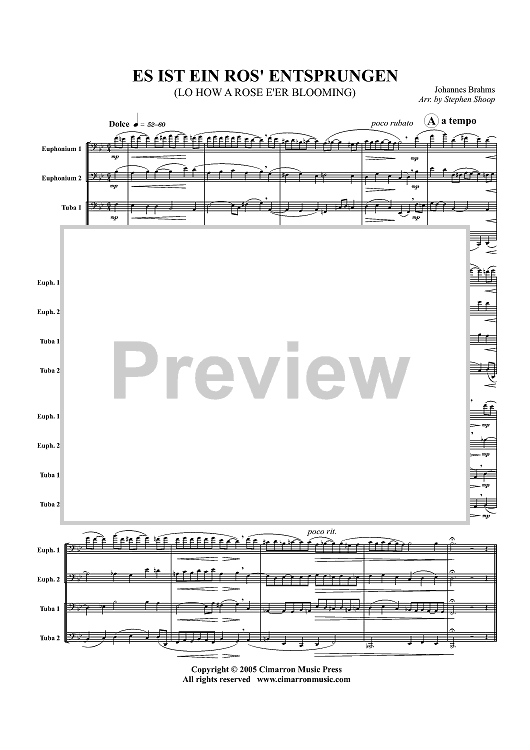 Es Ist Ein Ros' Entsprungen - Score