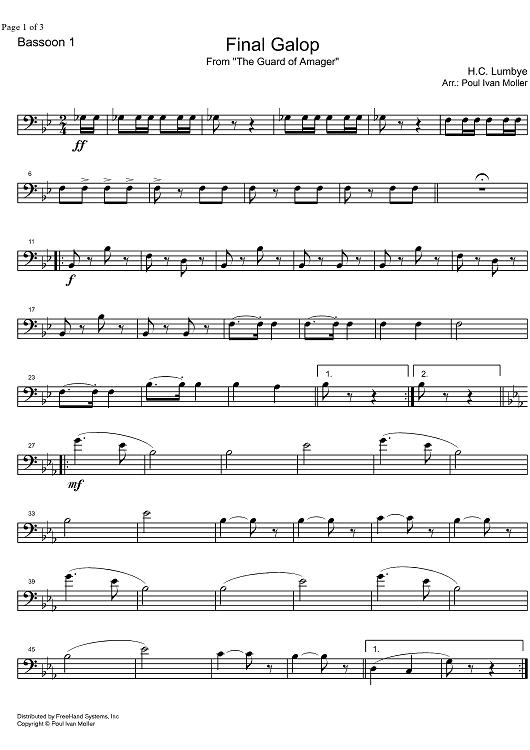 Final Galop from the Guard of Amager - Bassoon 1