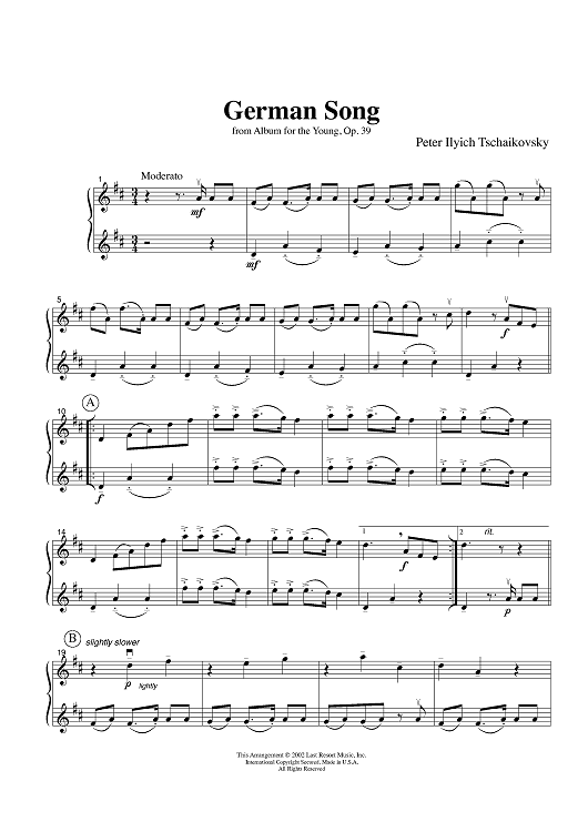 German Song - from Album for the Young, Op. 39