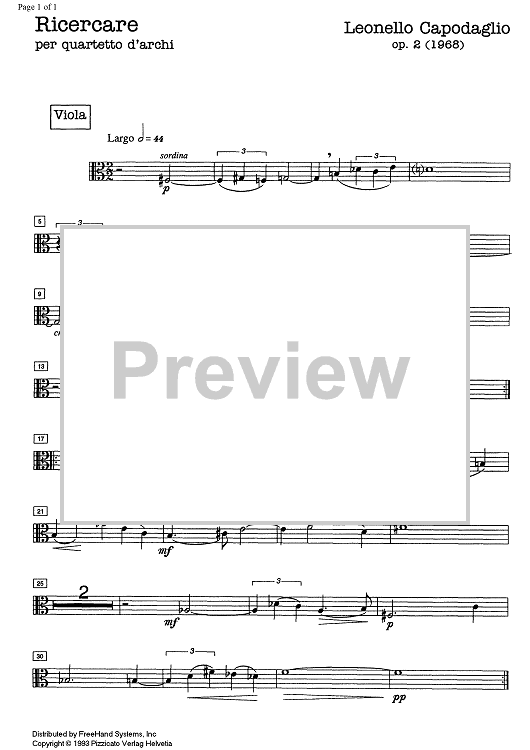 Ricercare Op. 2 - Viola