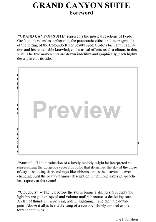 Grand Canyon Suite - Foreword - Bonus Material