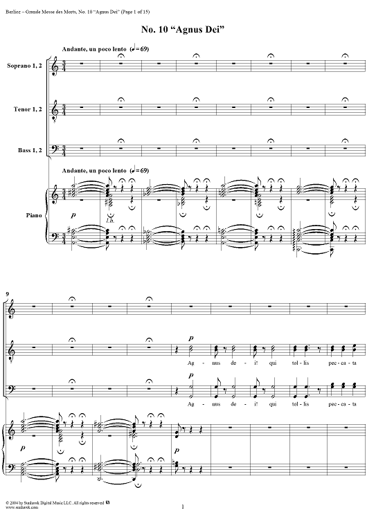 Grande Messe des Morts (Requiem), No. 10: Agnus Dei