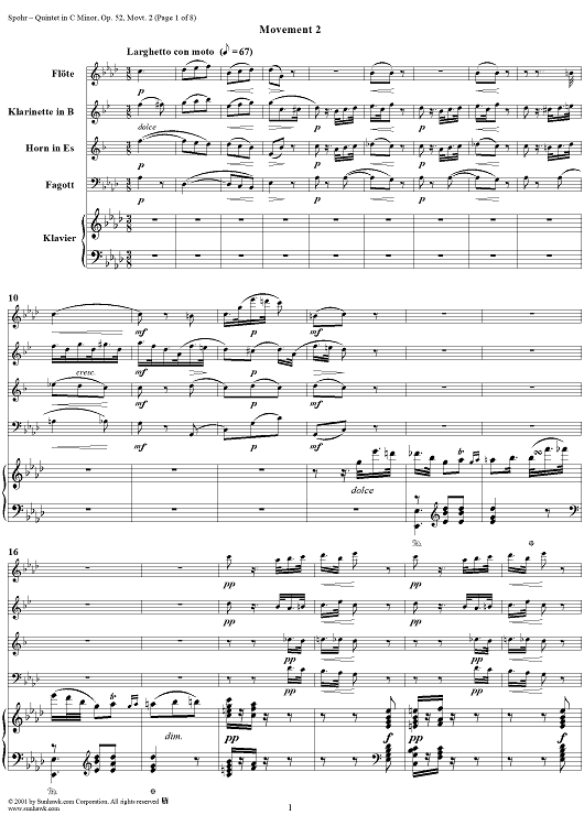 Quintet in C Minor, Movement 2 - Piano Score