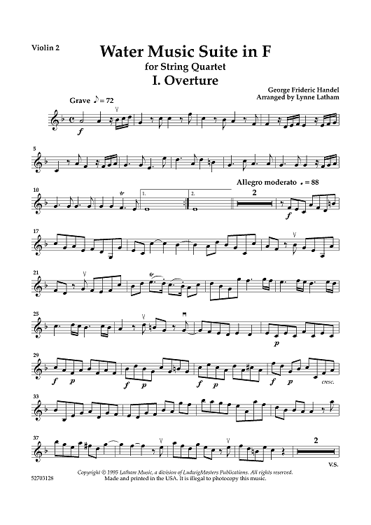 Water Music Suites - Violin 2