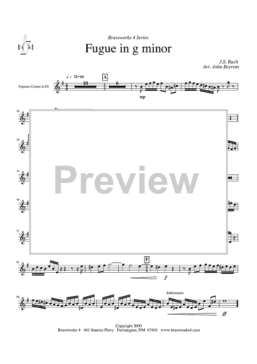 Fugue in g minor - Soprano Cornet in Eb