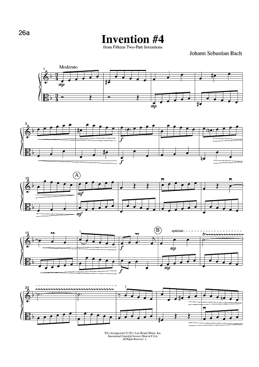 Invention #4 - from Fifteen Two-Part Inventions