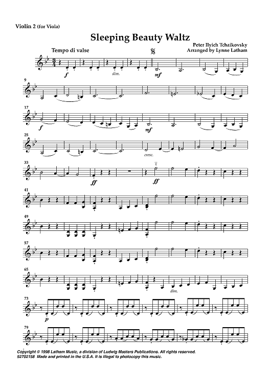 Sleeping Beauty Waltz - Violin 2 (for Viola)