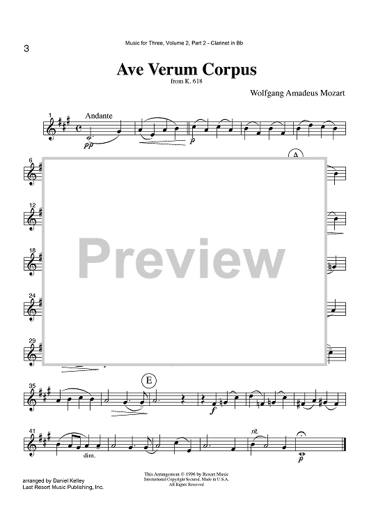 Ave Verum Corpus - K. 618 - Part 2 Clarinet in Bb