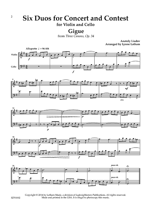 Six Duos for Concert and Contest - Score