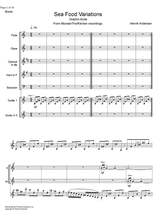 Sea Food Variations Dolphin-Suite - Score