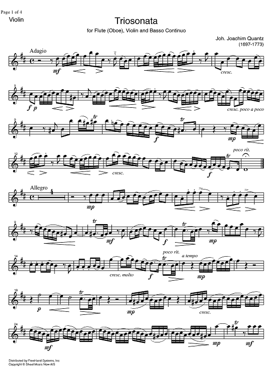 Trio Sonata D Major - Violin