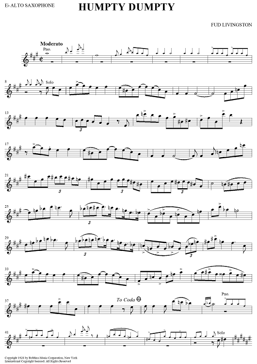 Humpty Dumpty - E-flat Alto Saxophone