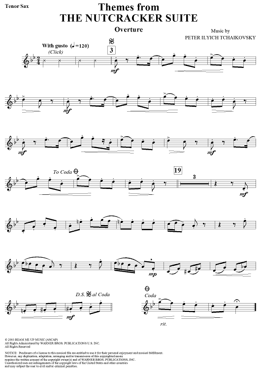 Suite from ''The Nutcracker''. (Themes From) - Tenor Saxophone