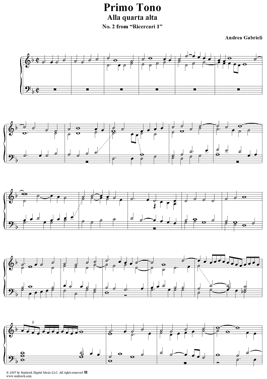 Primo Tono (Alla quarta alta), No. 2 from "Ricercari 1"