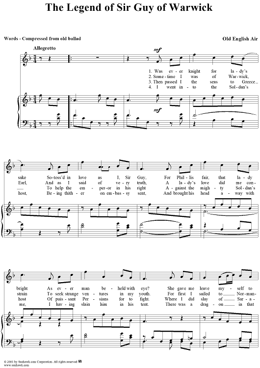 Legend of Sir Guy of Warwick, The (words compressed from old ballad)