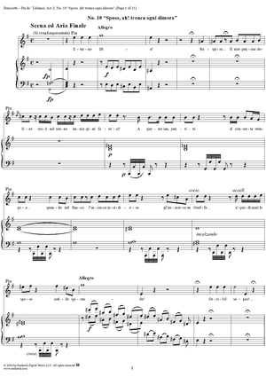 Pia de' Tolomei, Act 2, No. 10: Scena ed Aria Finale - "Sposo, ah! tronca ogni dimora" - Score