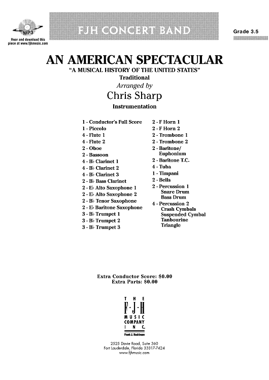 An American Spectacular - Score Cover