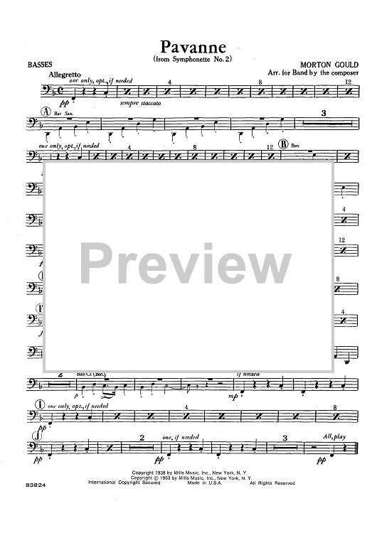 Pavanne (from Symphonette No. 2) - Basses