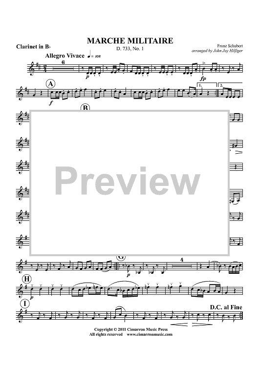 March Militaire - D. 733, No. 1 - Clarinet in Bb