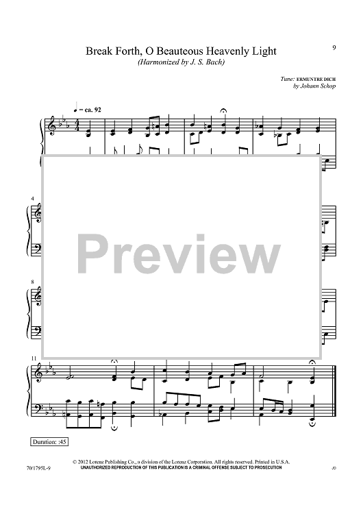 Break Forth, O Beauteous Heavenly Light (Harmonized by J. S. Bach)
