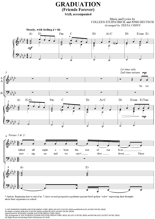 Graduation  (Friends Forever)  (SAB)