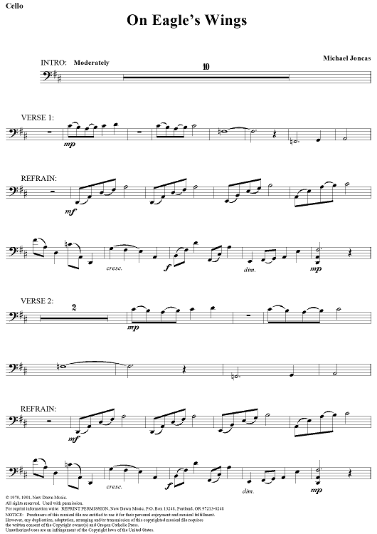 On Eagle's Wings - Cello Solo