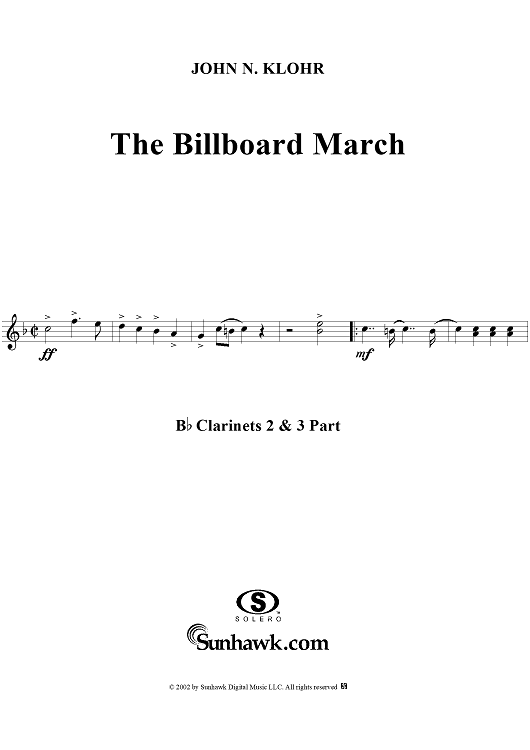 The Billboard March - Clarinets 2 & 3