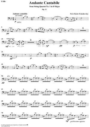 Quartet No. 1 in D major (D-dur). Movement II, Andante cantabile - Cello