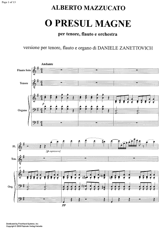 O Presul magne - Score