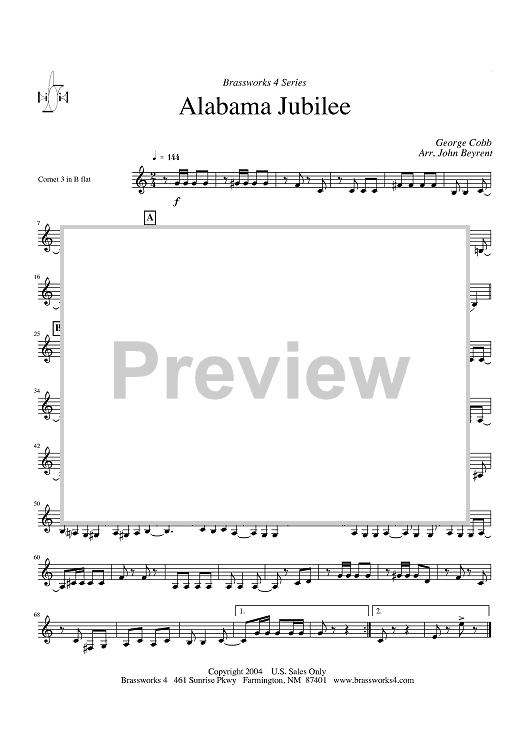 Alabama Jubilee - Cornet 3 in Bb
