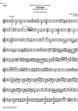Sonata No.28 Eb Major KV380 - Violin